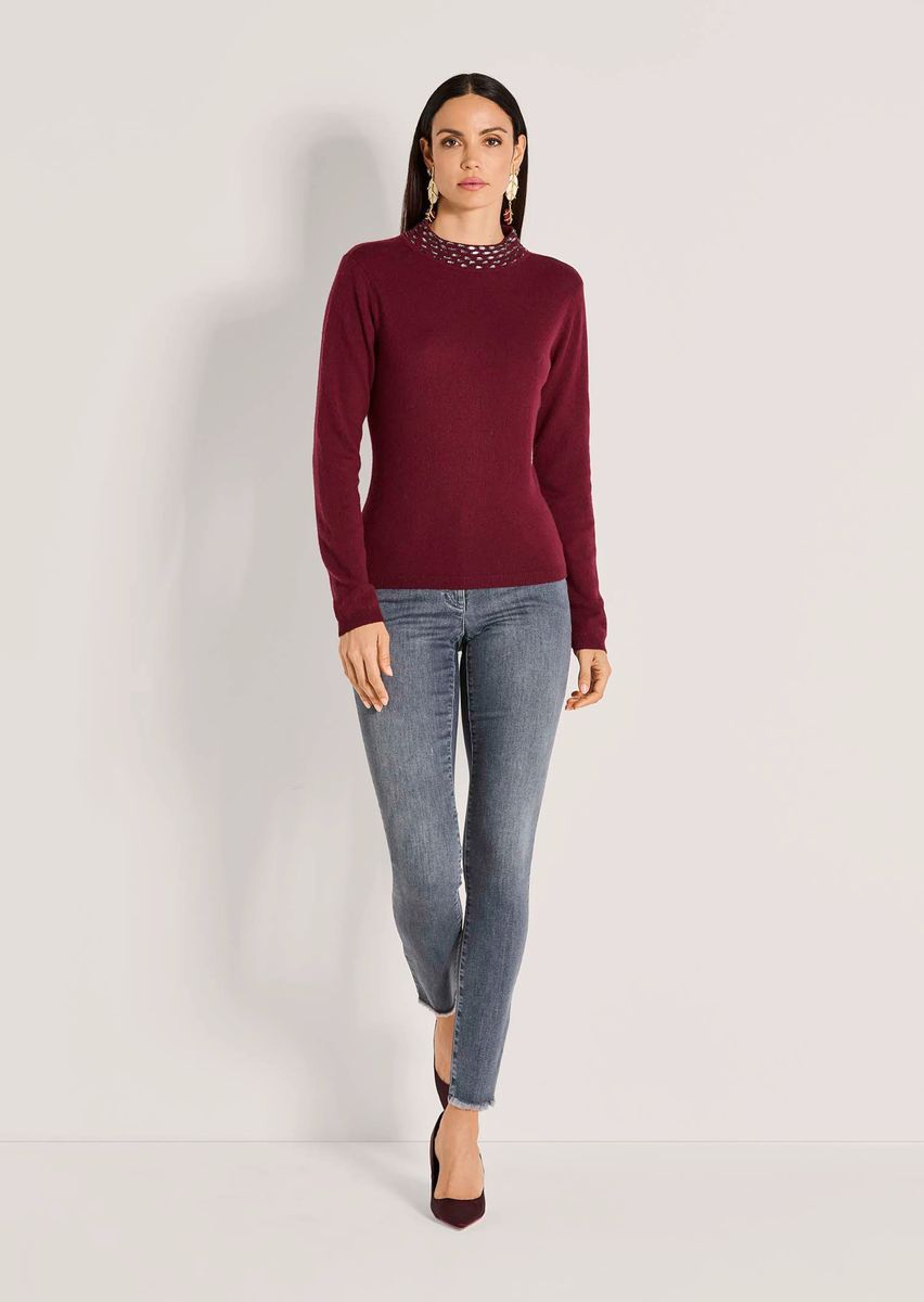 Bestickter Pullover aus Schurwolle und Kaschmir