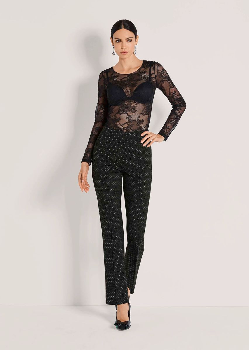 Schmale Jersey-Hose mit Glitzereffekt