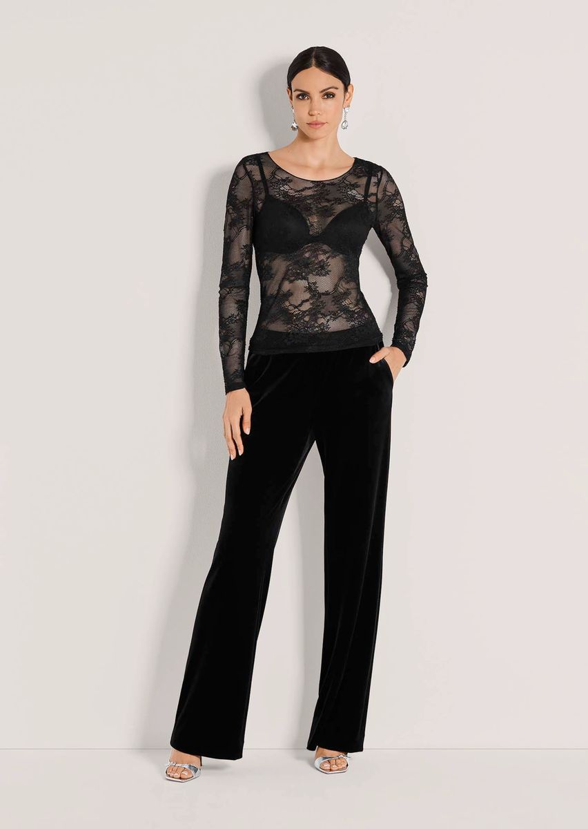 Transparentes Shirt aus floraler Spitze