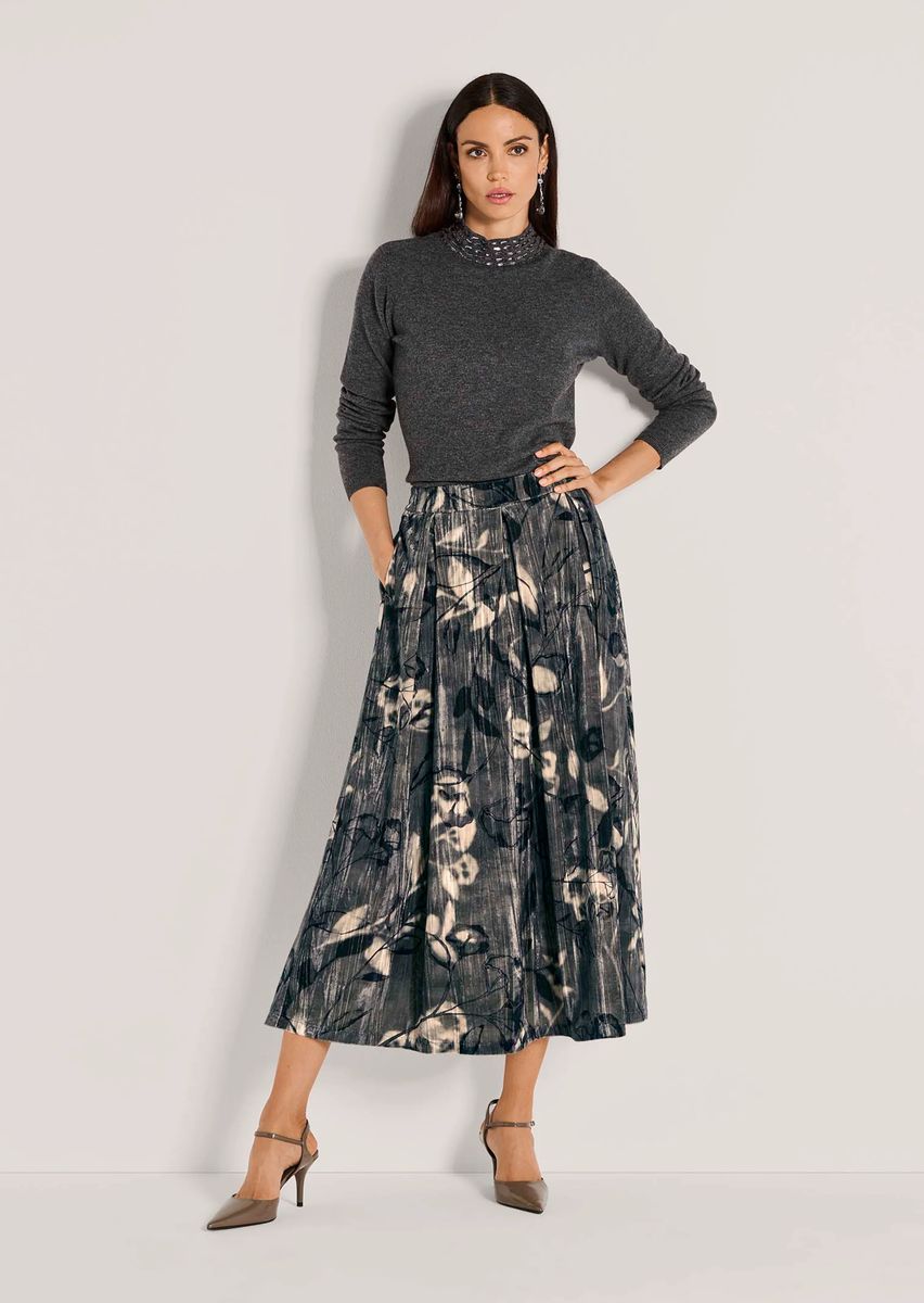 Floral gemusterter Crinkle-Samtrock