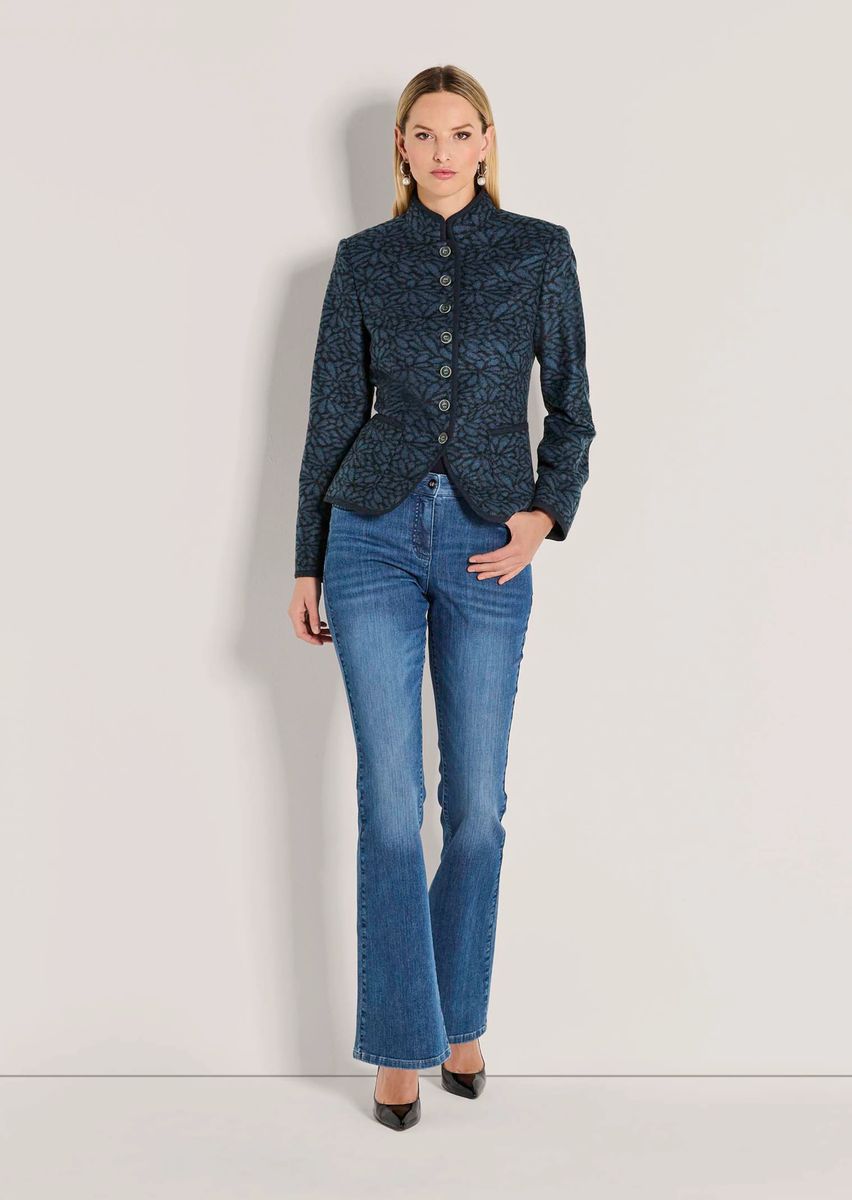 Gemusterter Woll-Blazer in Kurzform