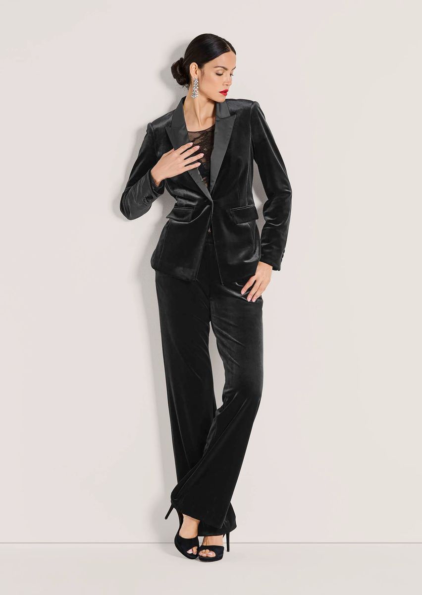 Eleganter Samtblazer mit Satinrevers
