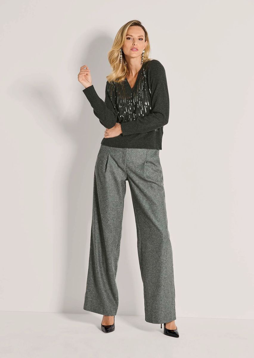 Pailletten-Pullover aus reiner Schurwolle