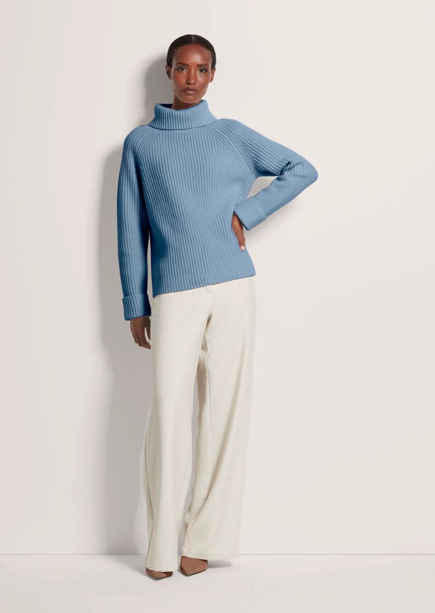Grobstrick-Rollkragenpullover mit Cashmere