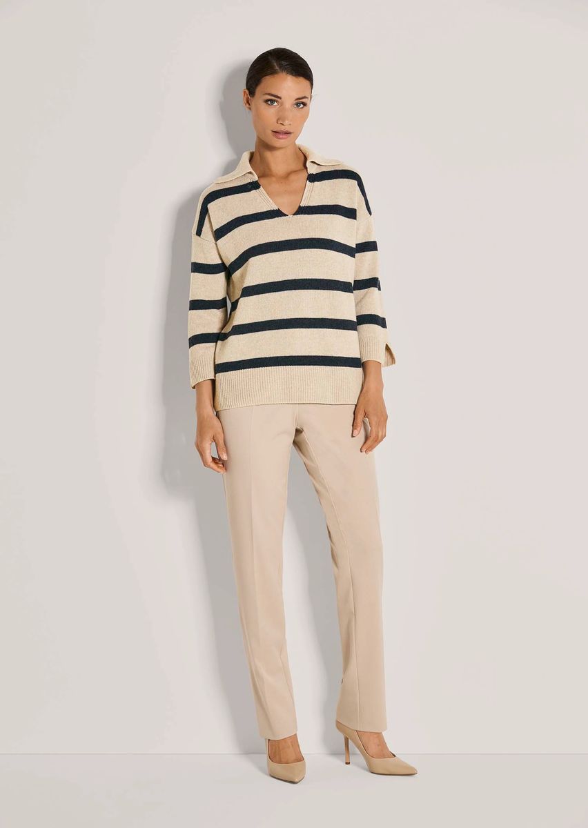 Maritimer Polo-Strickpullover mit Streifen