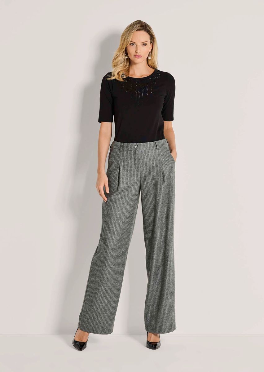 Weite Flanellhose mit edlen Kreidestreifen