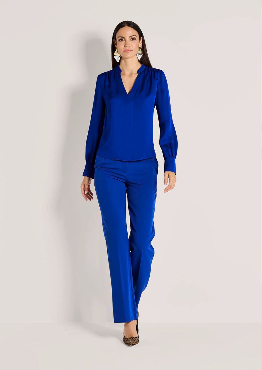 Elegante Satin-Schlupfbluse mit V-Ausschnitt