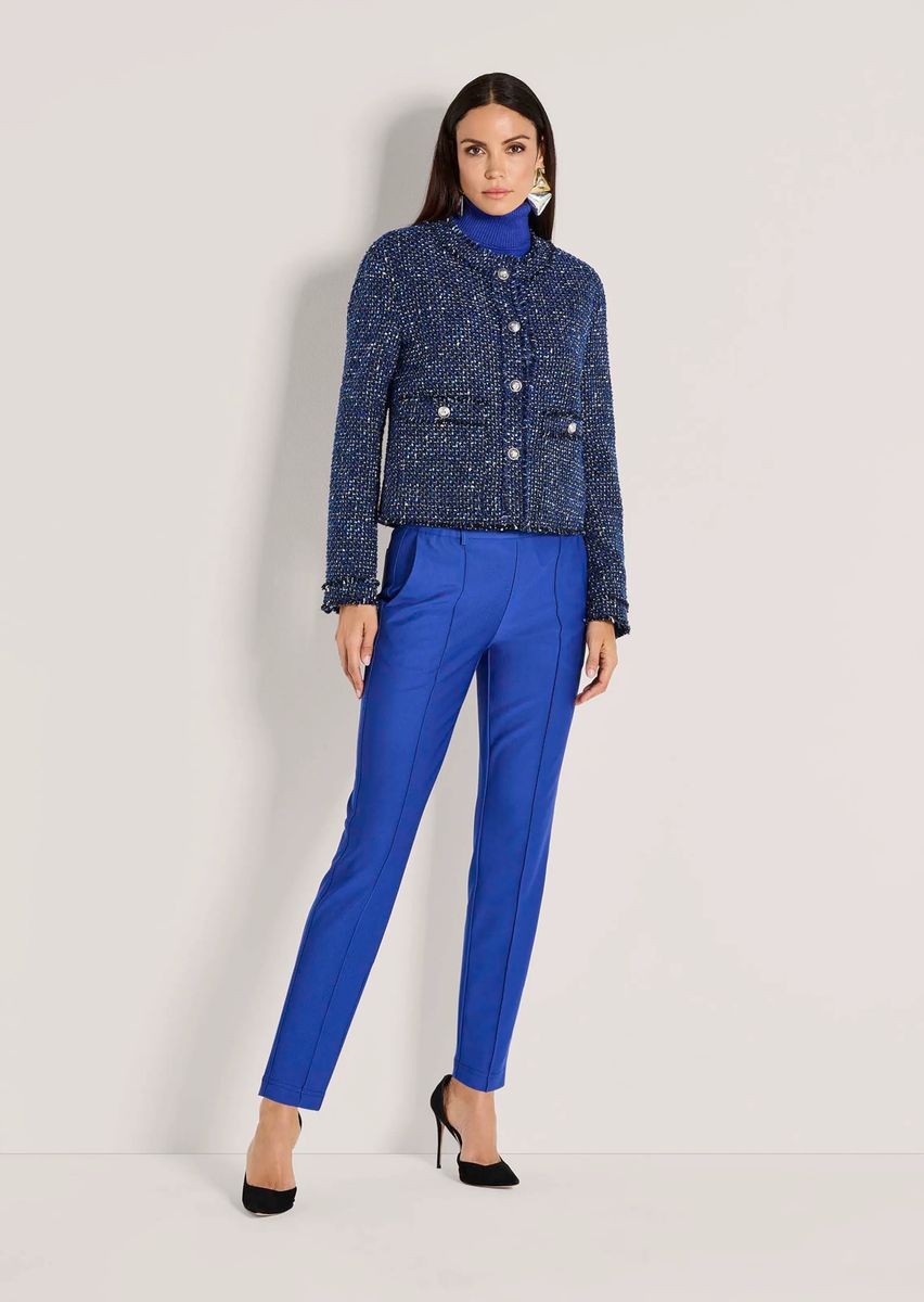 Kragenloser Tweed-Blazer in Kastenform