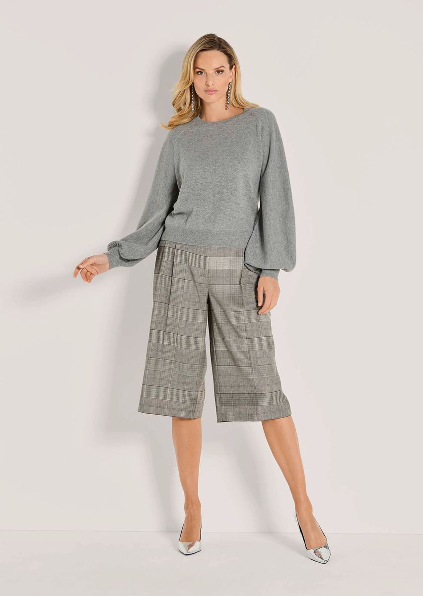 Kaschmir-Mix Pullover mit Ballonärmeln