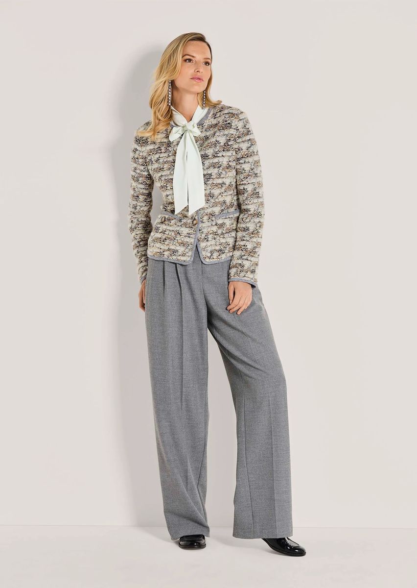 Strukturierter kragenloser Strickblazer