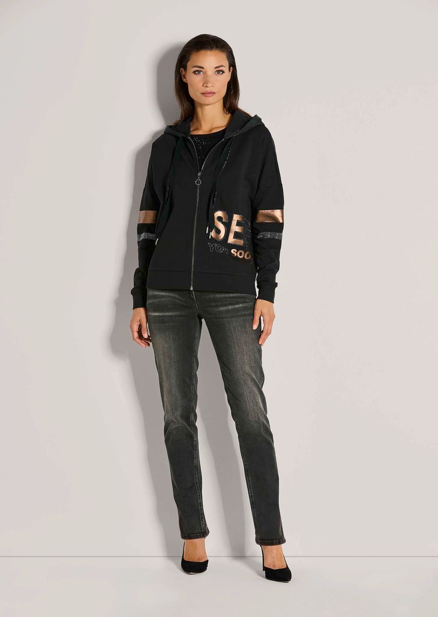 Oversize-Sweatjacke mit Metallic-Details
