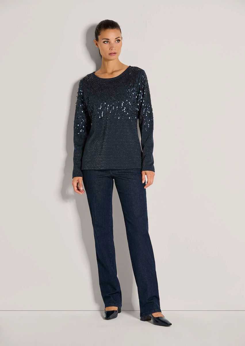 Pailletten-Sweatshirt mit Metallic-Effekt
