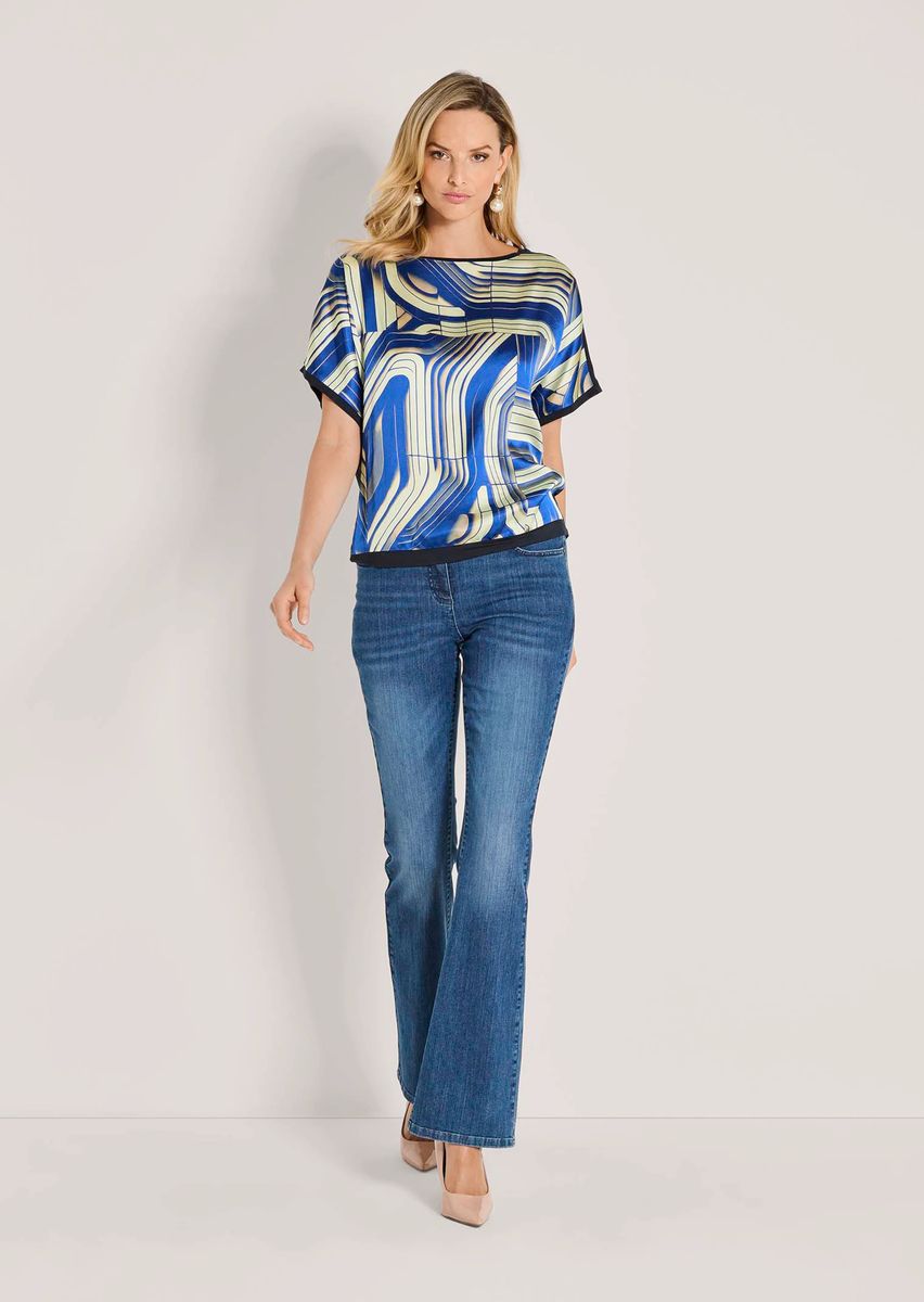 Satin-Top mit grafischem Print