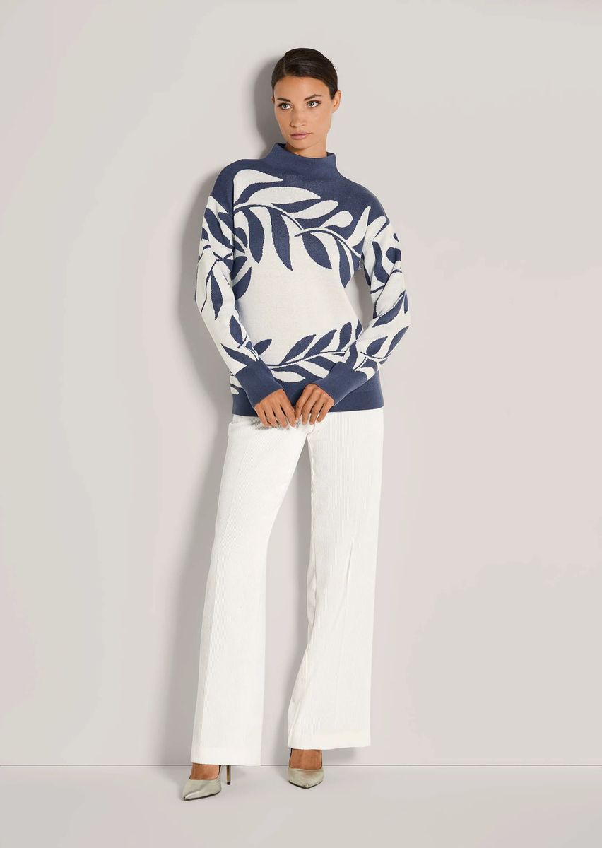 Jacquard-Pullover mit Blattmuster