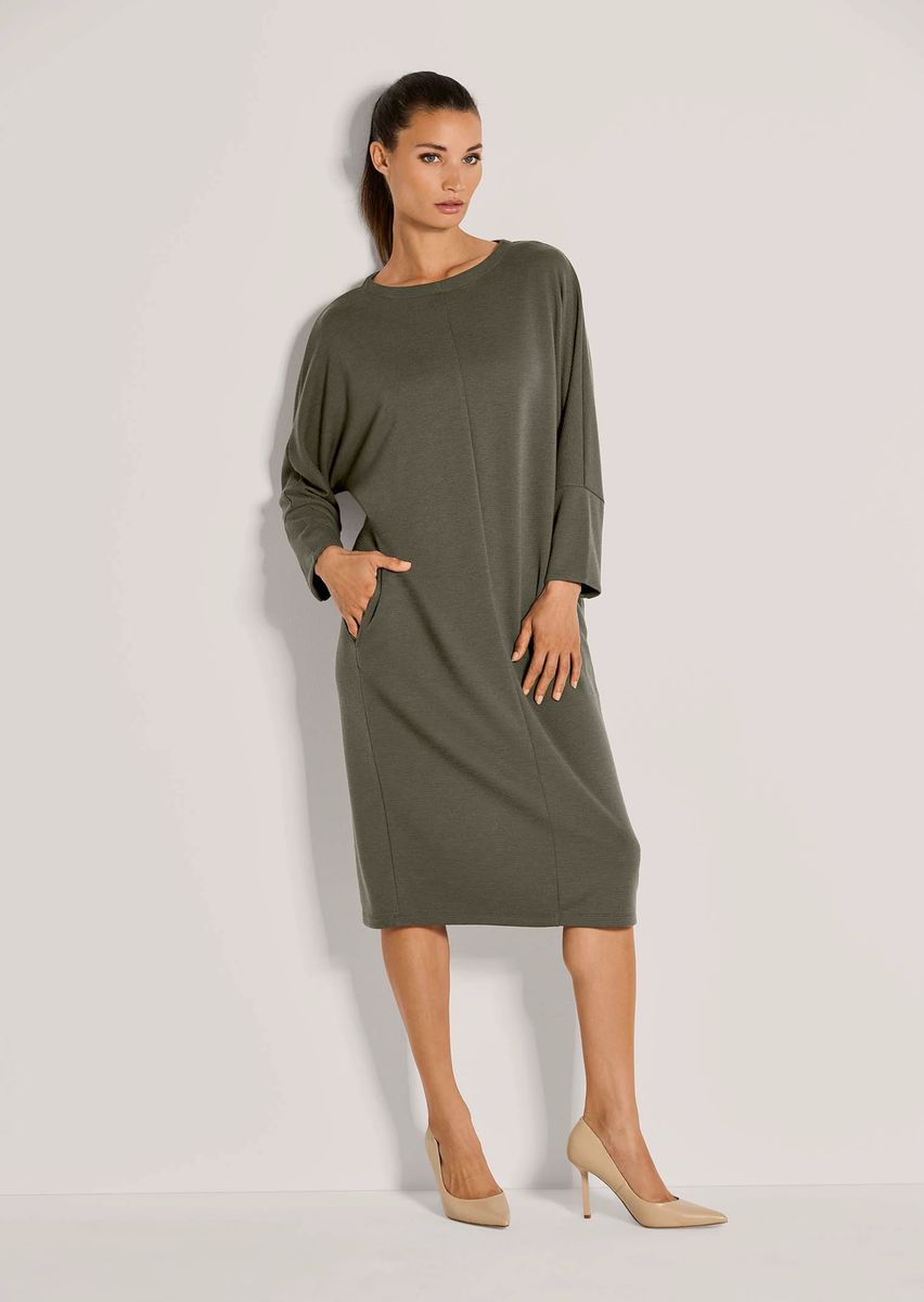 Jersey-Midikleid mit Fledermausärmeln