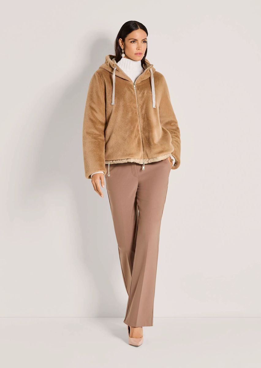 Reversible Kapuzenjacke mit Webpelz