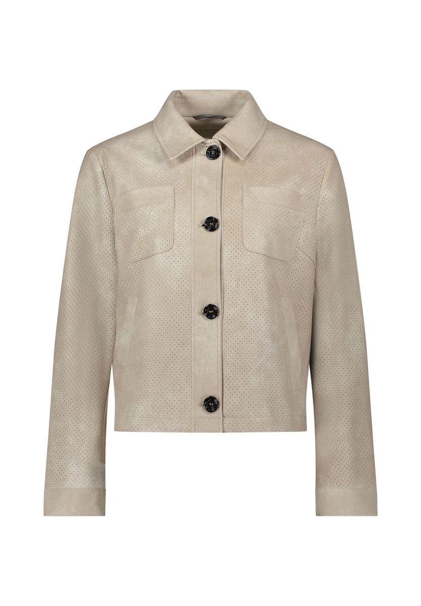 Kurze Kunstlederjacke mit Knopfleiste