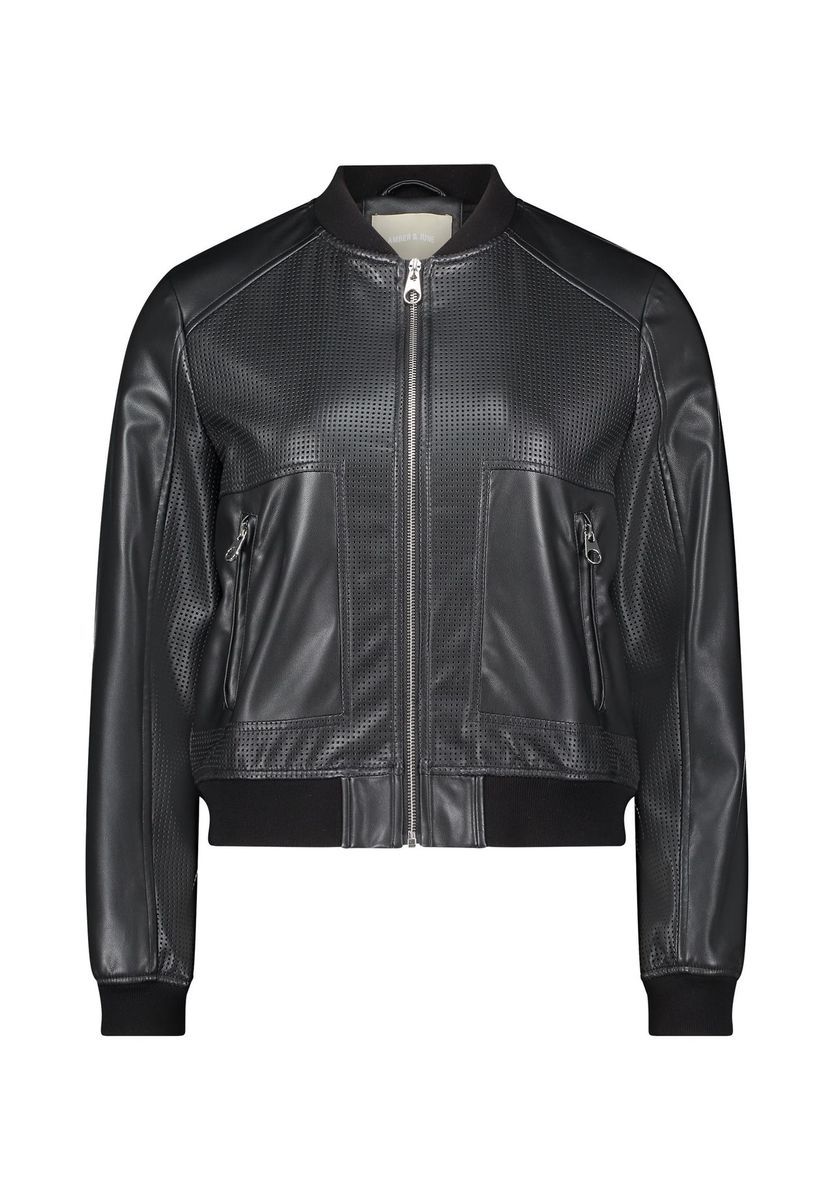 Moderne perforierte schwarze Bomberjacke