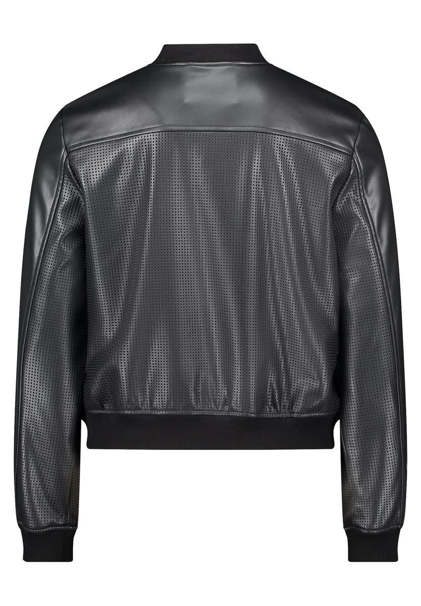 Moderne perforierte schwarze Bomberjacke