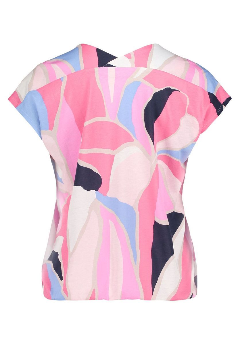 Abstraktes floral bedrucktes V-Ausschnitt Top