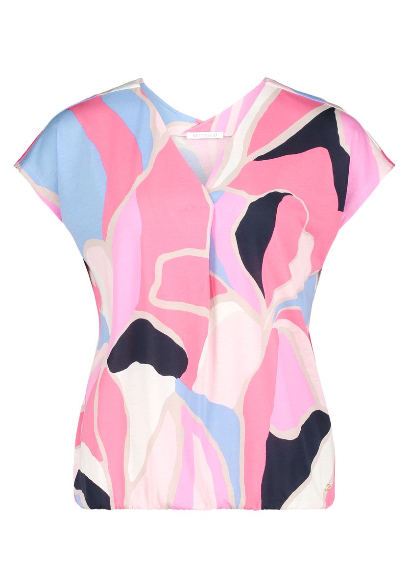 Abstraktes floral bedrucktes V-Ausschnitt Top