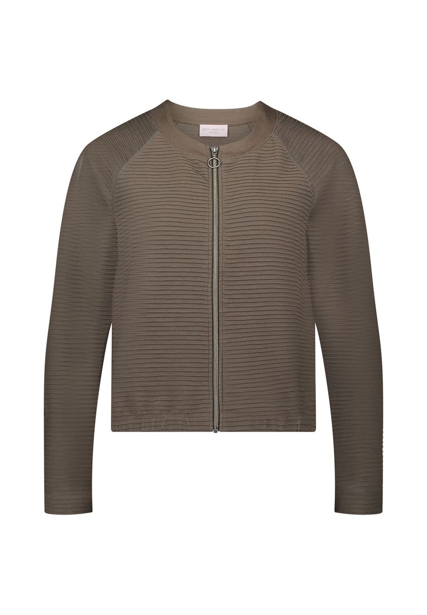 Strickjacke mit Reißverschluss und Rippenstruktur
