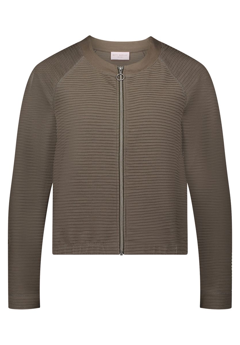 Strickjacke mit Reißverschluss und Rippenstruktur