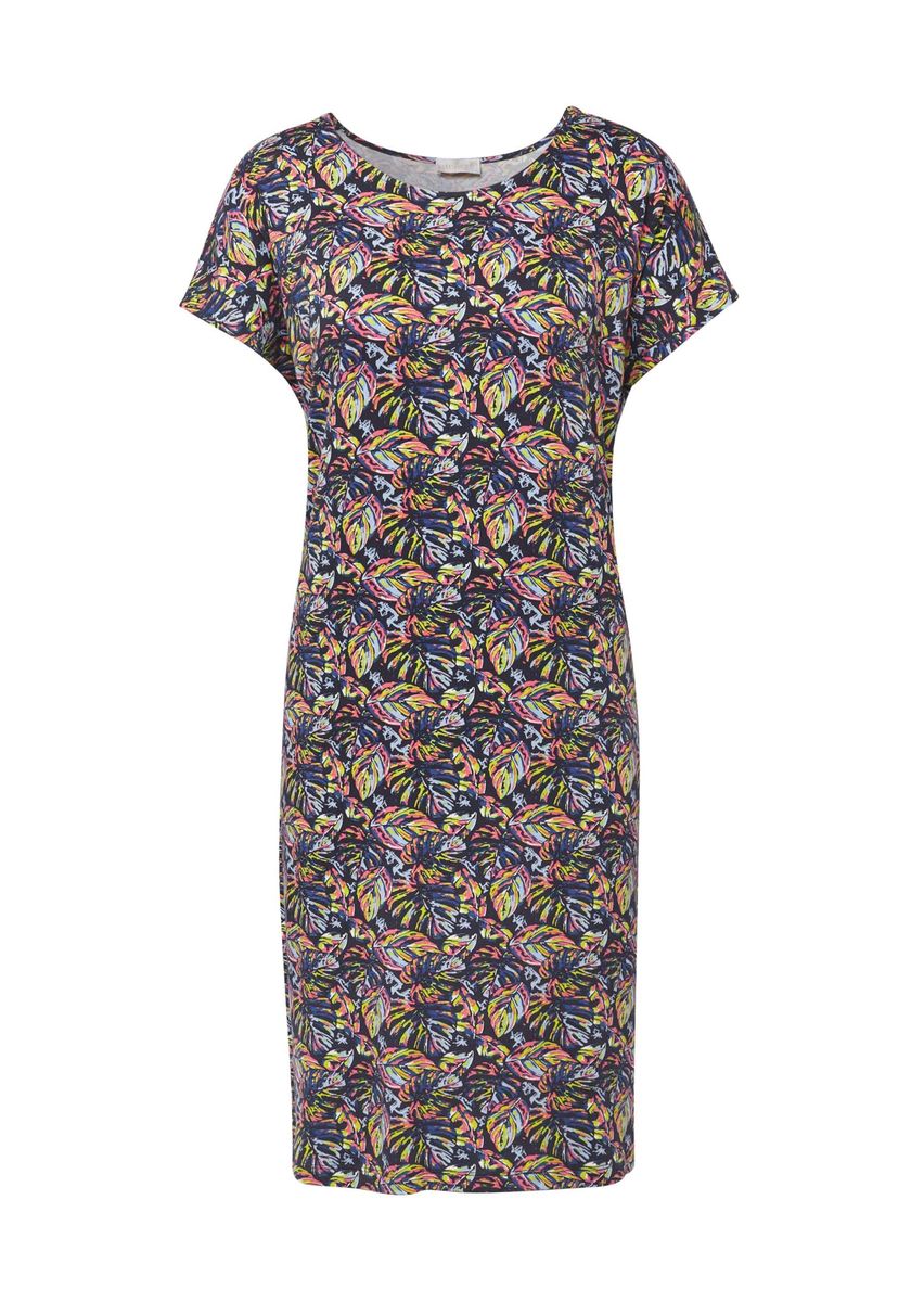 Jerseykleid mit tropischem Blättermuster