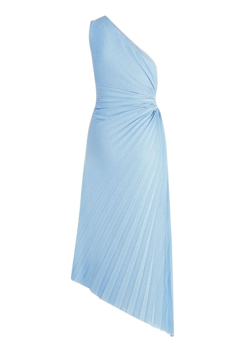 Elegantes, plissiertes Midikleid mit einer Schulter