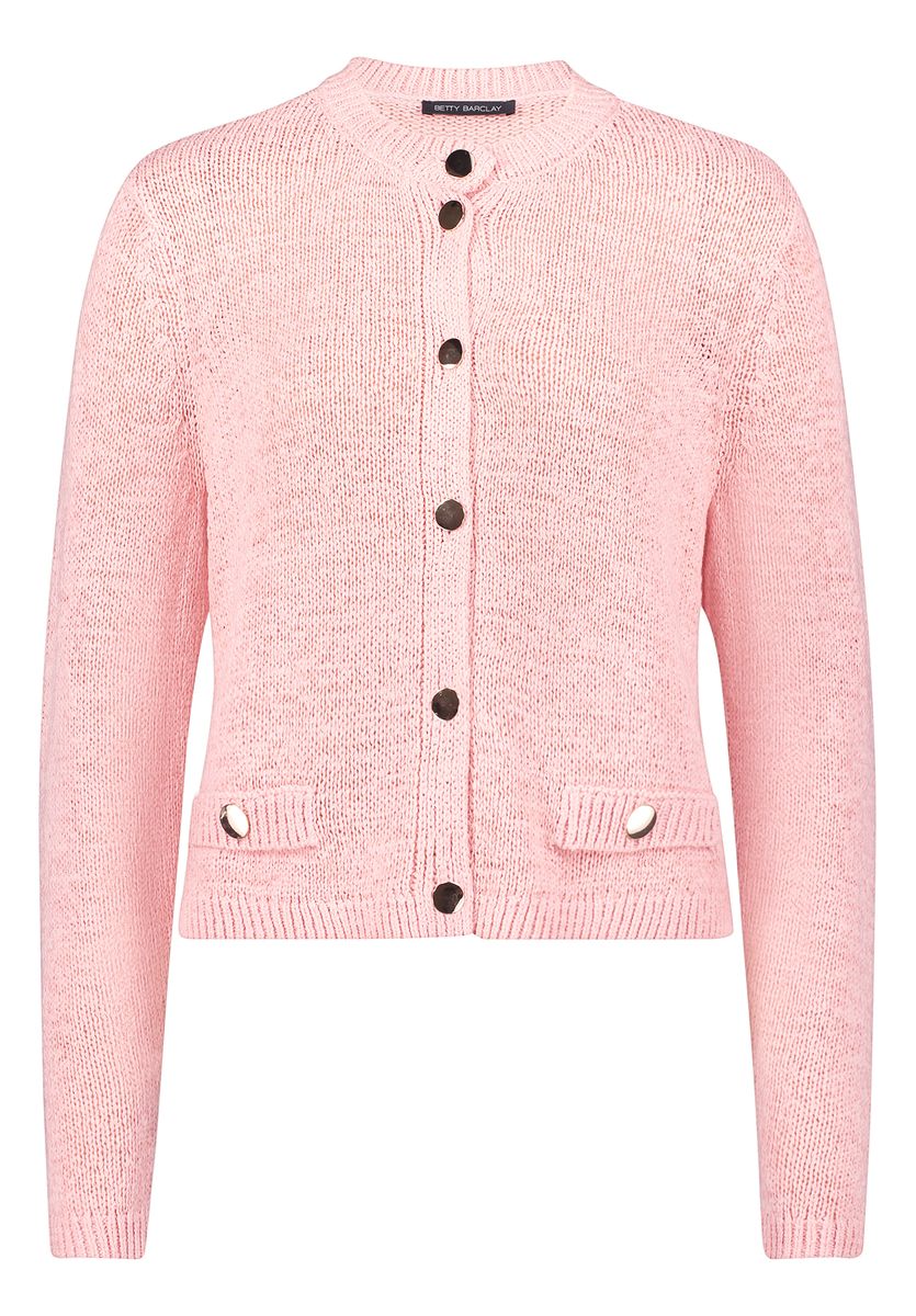 Kurze Strickjacke mit aufgesetzten Taschen