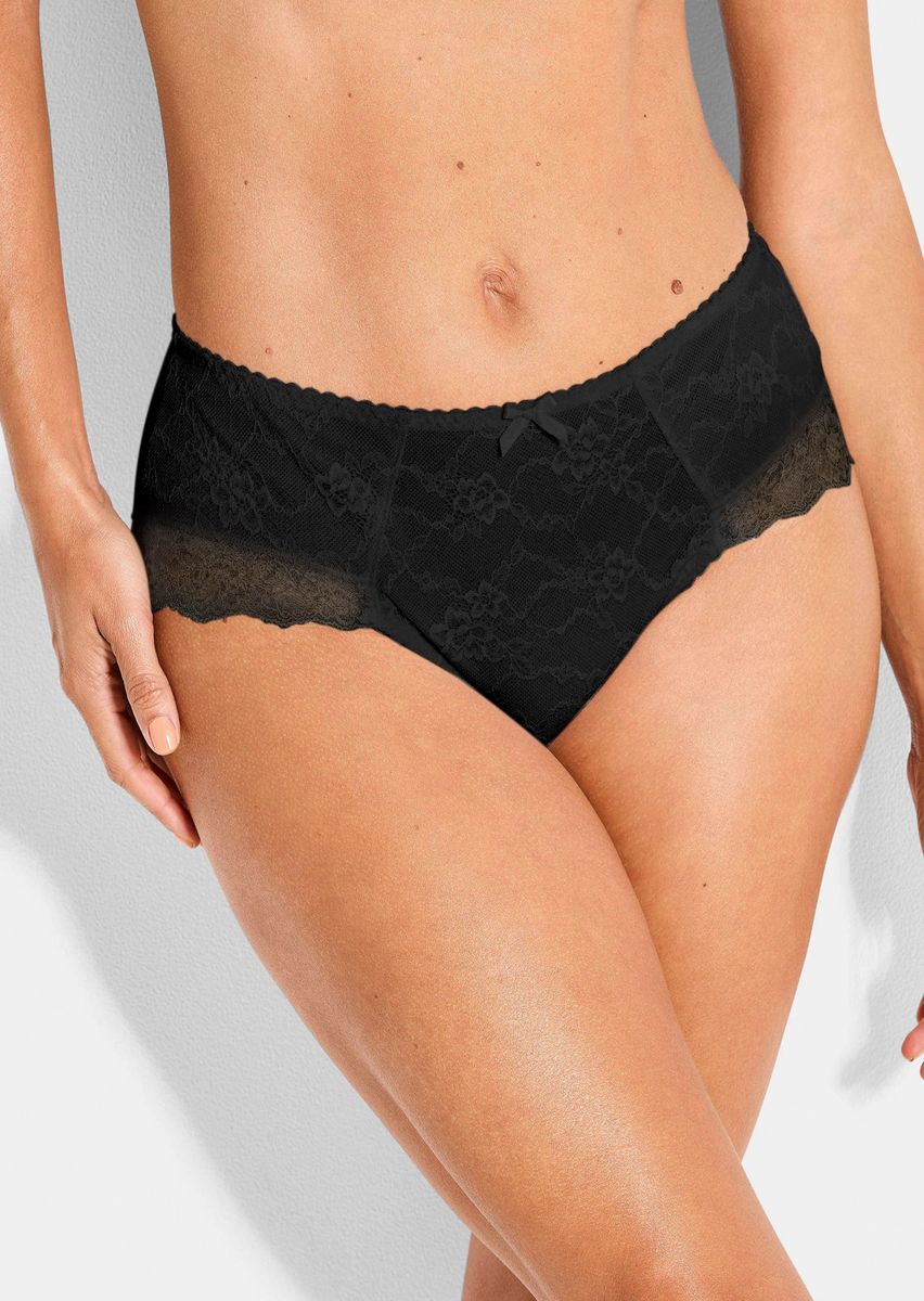 Hochtaillierter Slip aus floraler Spitze