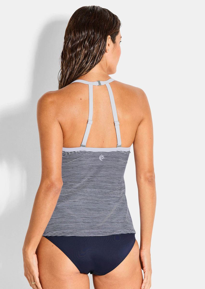 Gestreiftes Tankini-Set im Marine-Look