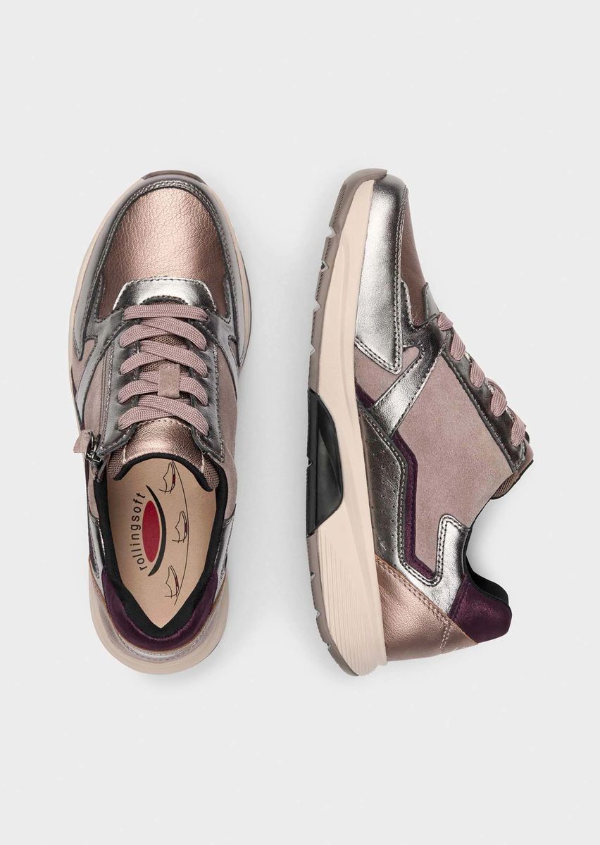 Metallic Leder-Mix Sneaker