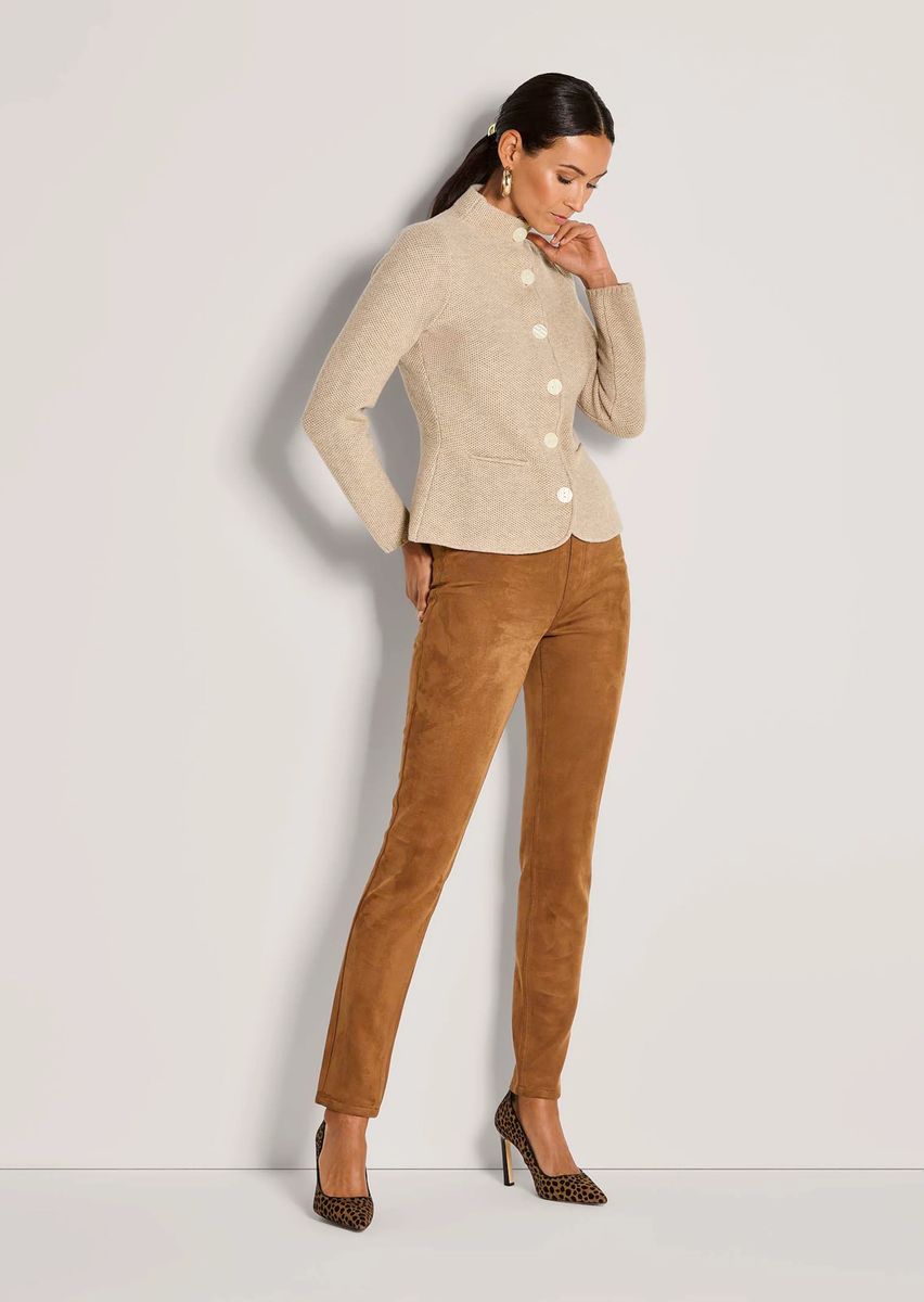 Strukturierter Strickblazer mit Stehkragen