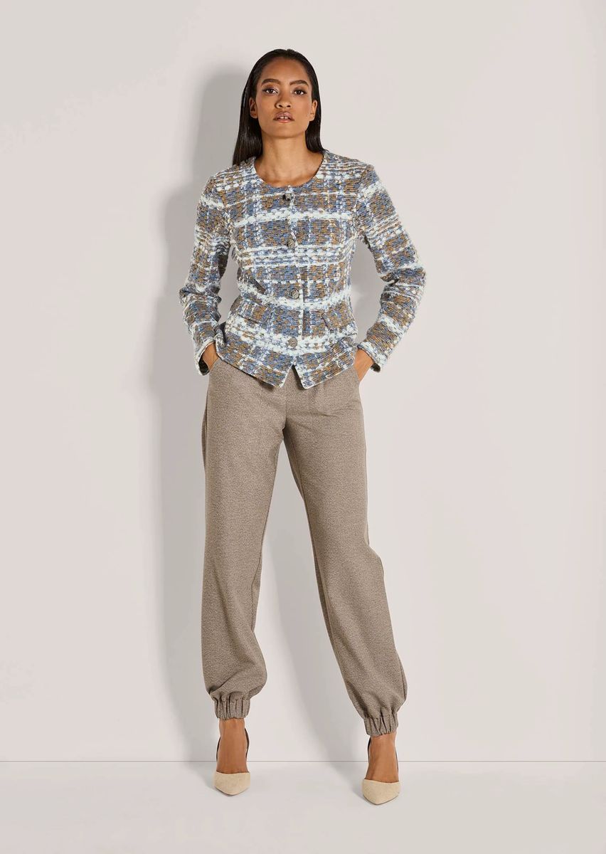 Kragenlose Strukturierte Bouclé-Jacke