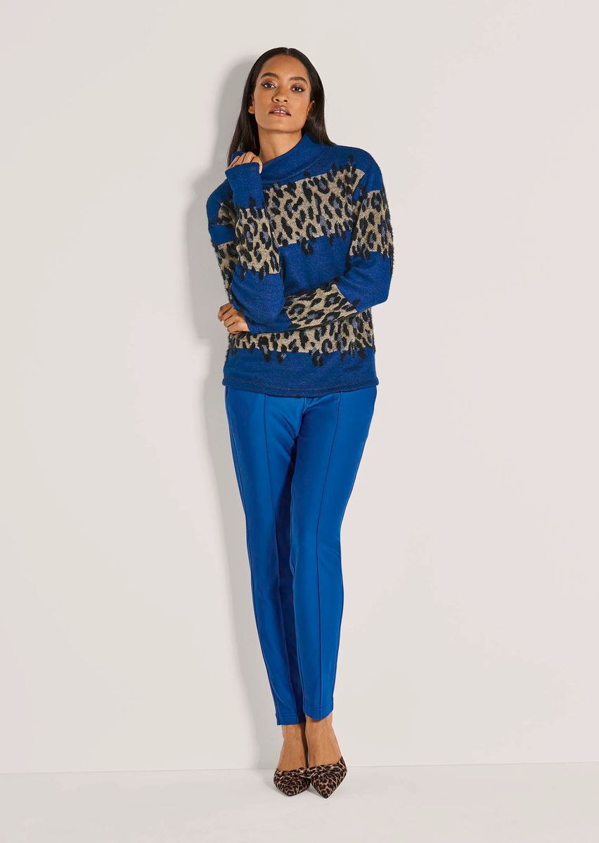 Jacquard-Sweatshirt mit Leopardenmuster und Stehkragen
