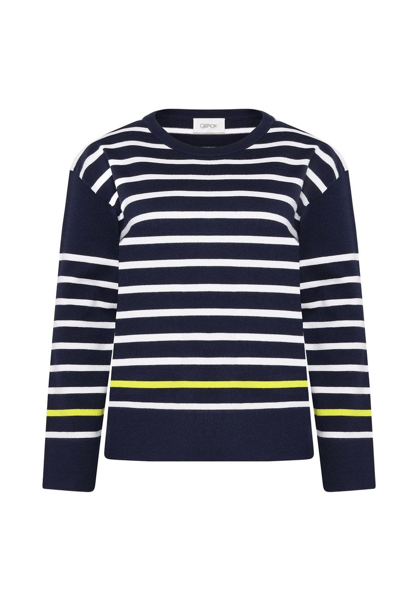 Gestreifter Strickpullover mit Rundhalsausschnitt