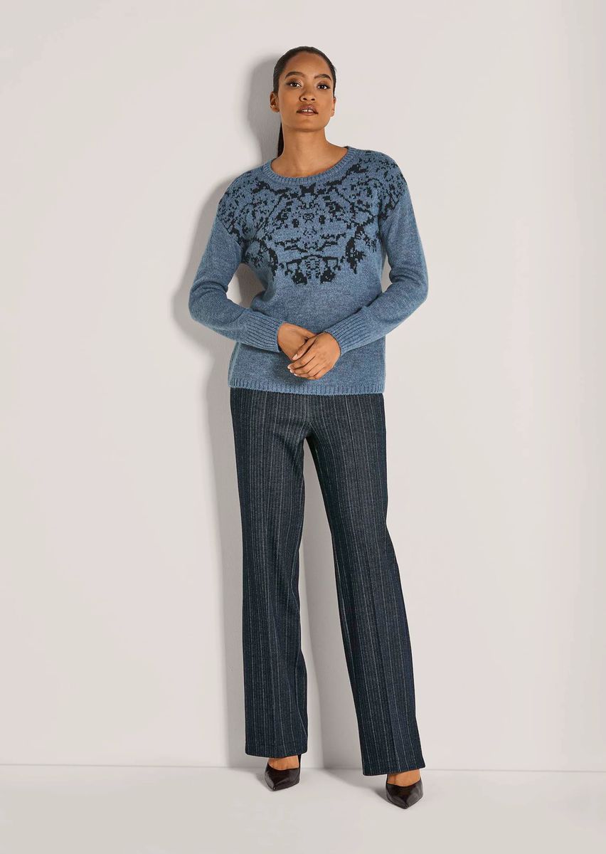Strickpullover mit Jacquard-Blumenmuster