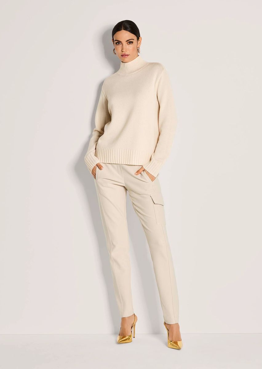 Eleganter Stehkragenpullover in Melange-Optik