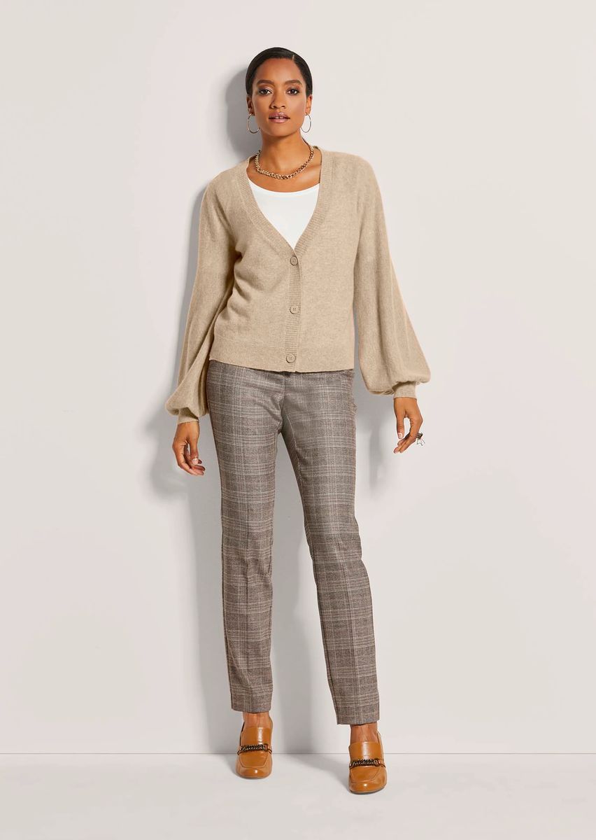 Weiche Kaschmir-Strickjacke mit Ballonärmeln