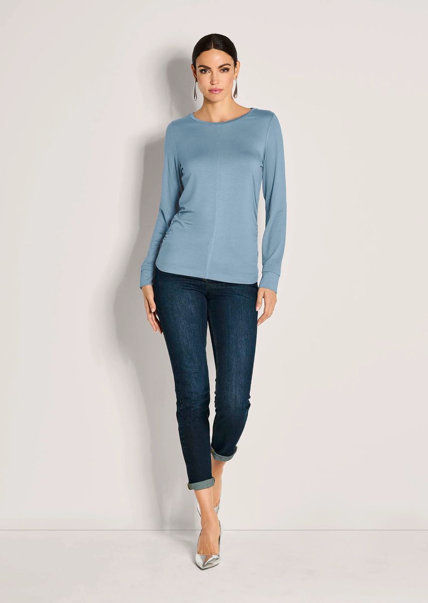 Langarmshirt mit seitlicher Raffung