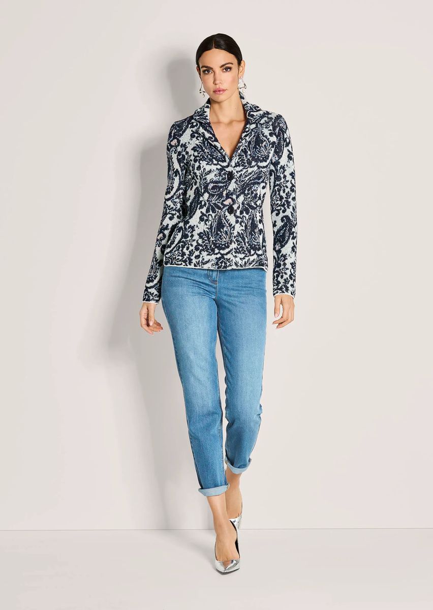 Künstlerischer Strickblazer mit Jacquard-Muster