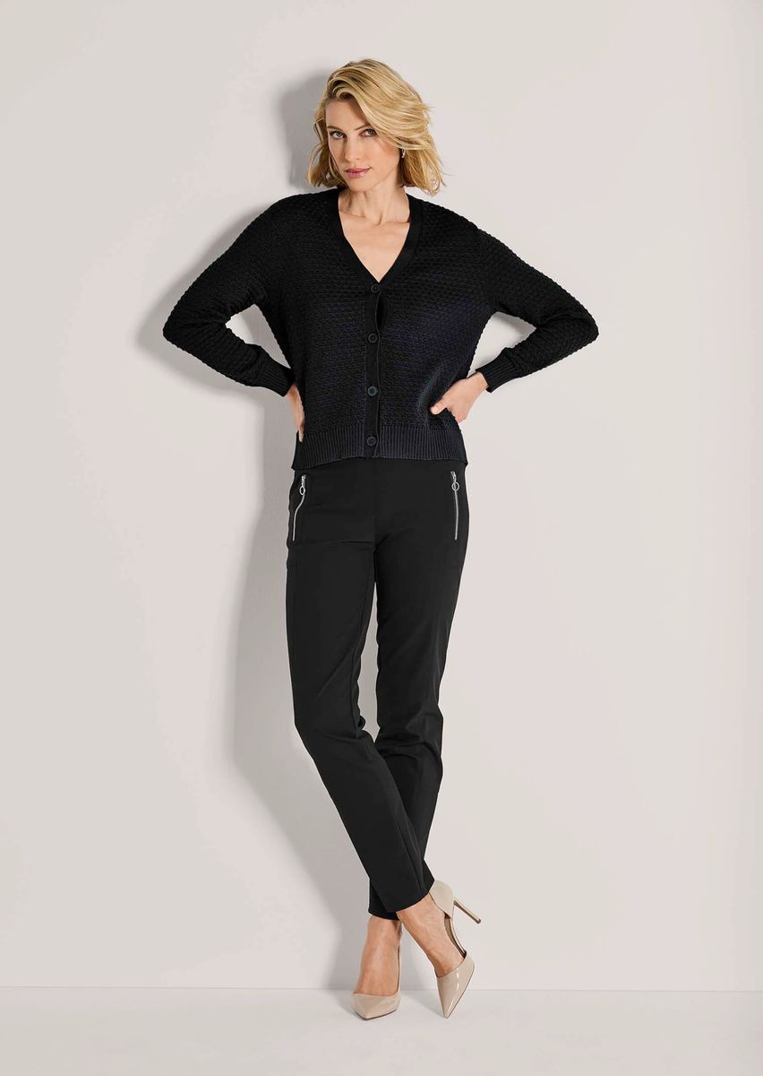 Struktur-Strickjacke mit V-Ausschnitt