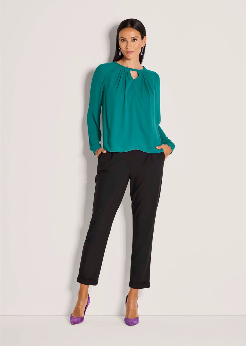 Falten-Bluse mit Keyhole-Ausschnitt
