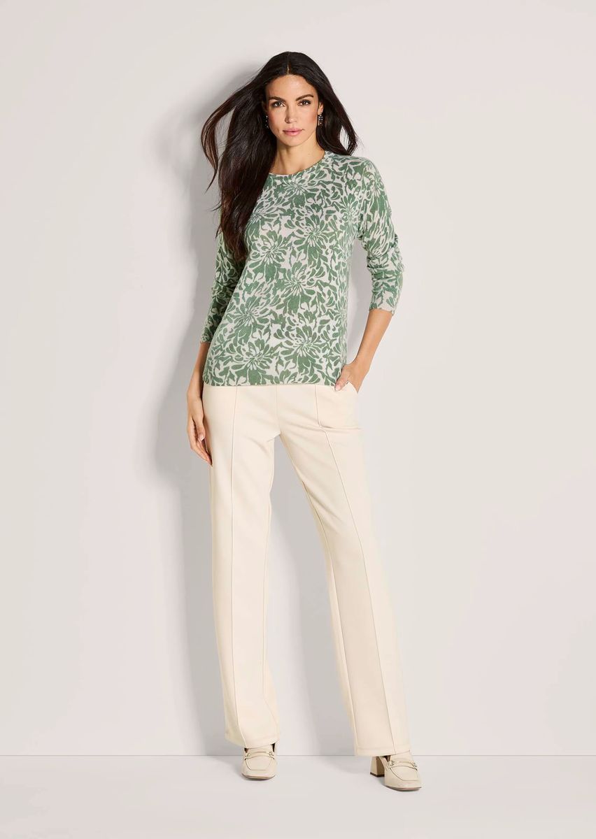Eleganter Kaschmirpullover mit Blumenmuster