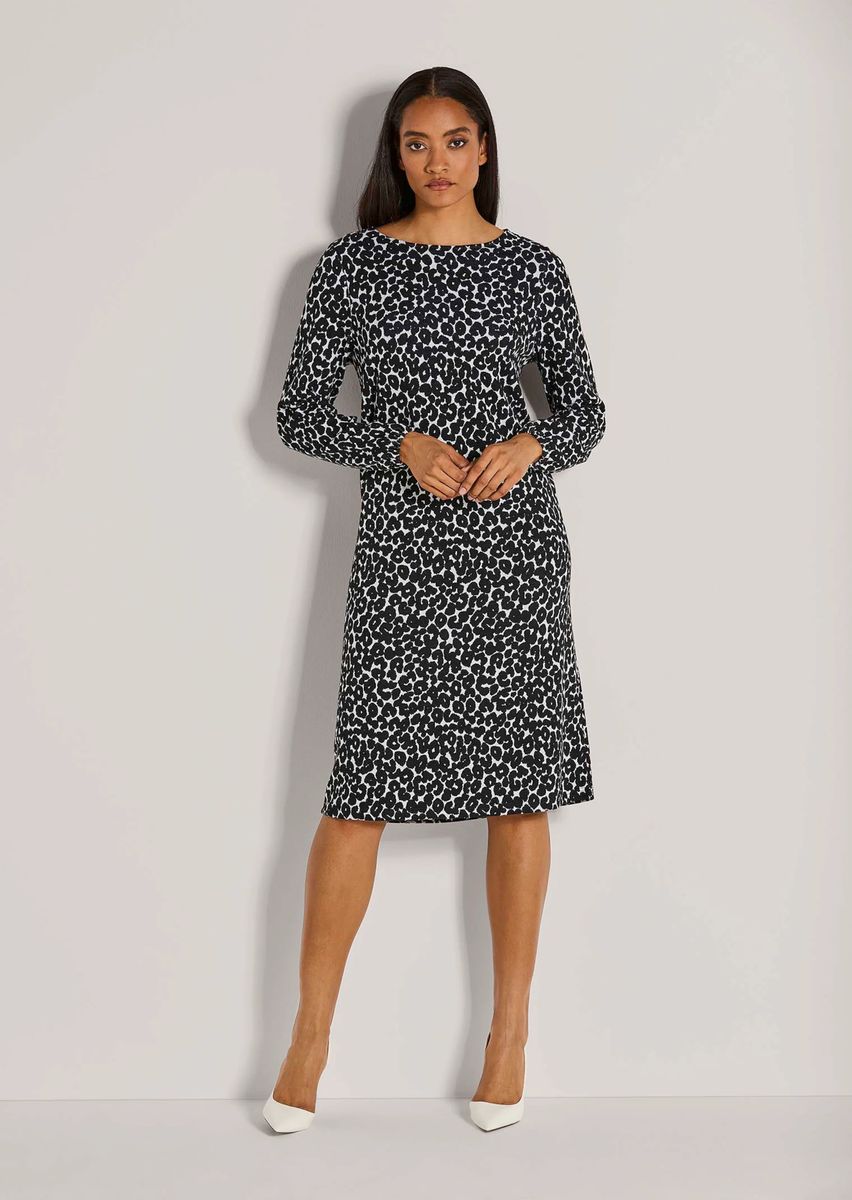 Gerades Jersey-Kleid mit Leopardenmuster