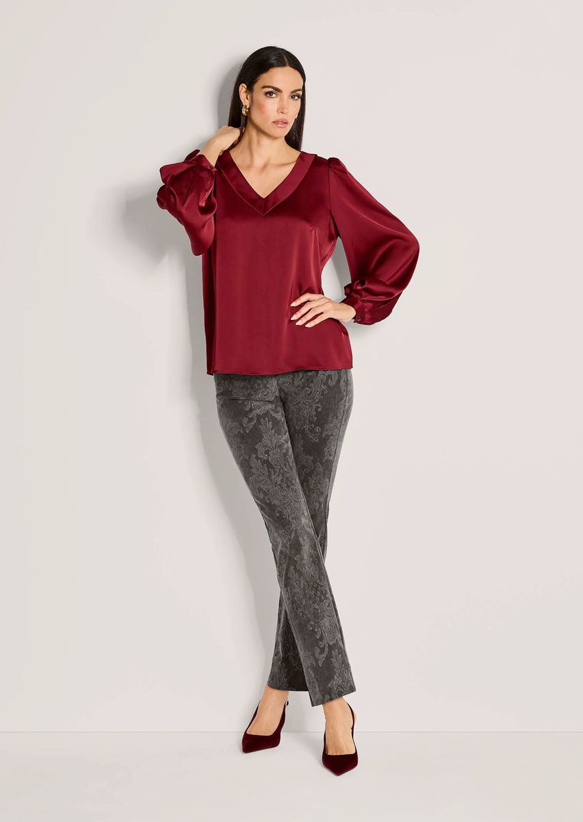 Elegante Satin-Bluse mit V-Ausschnitt