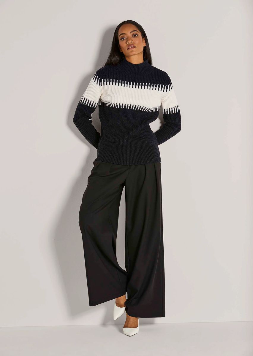 Rippstrick-Pullover mit Blockstreifen