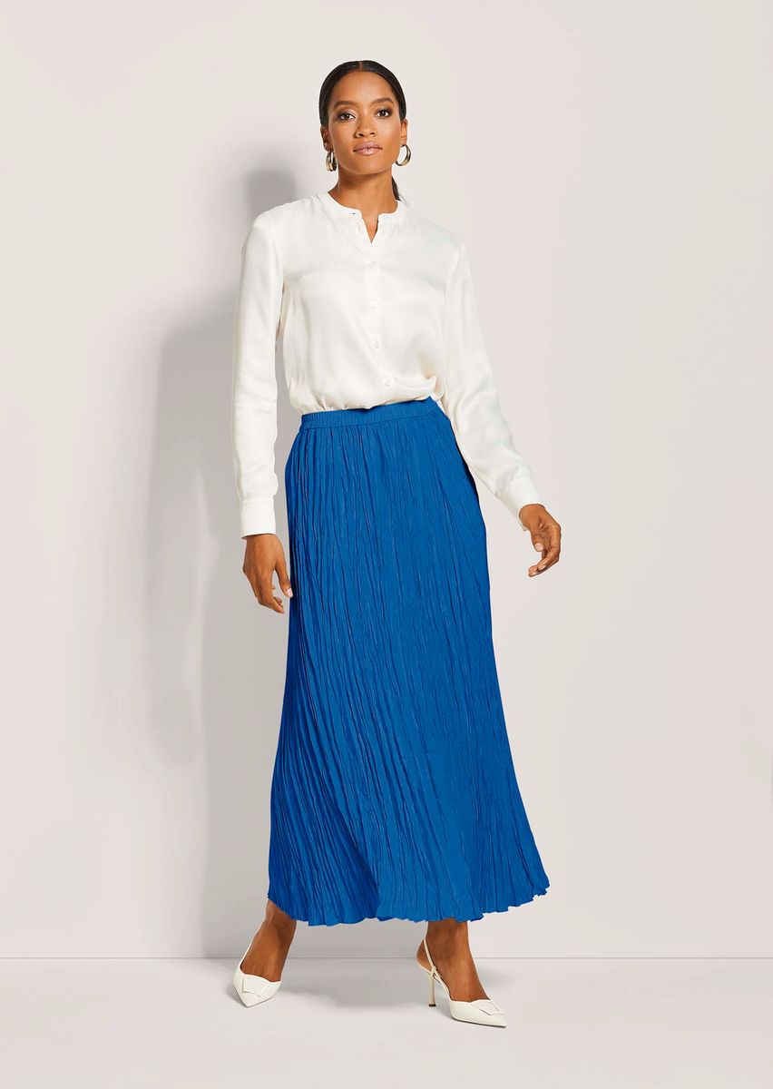 Eleganter Midi-Rock mit Crash-Plissee