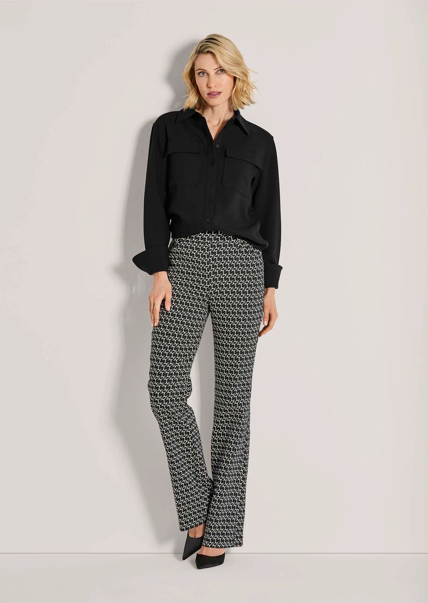 Bedruckte Schlupfhose mit ausgestelltem Bein